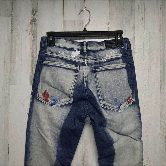 GS-115 Paint Splatter Moto Distressed Jeans Boys 14 - Picture 6 of 9